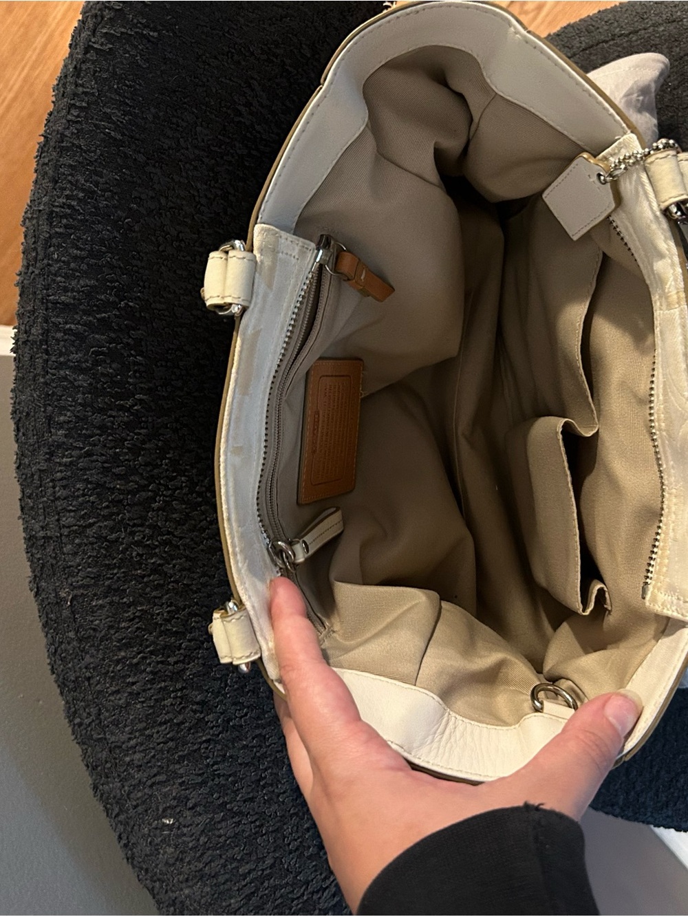 Coach Hampton Optic Vintage Cream and Tan Signature Tote with Horsebit Accent - Picture 5 of 13